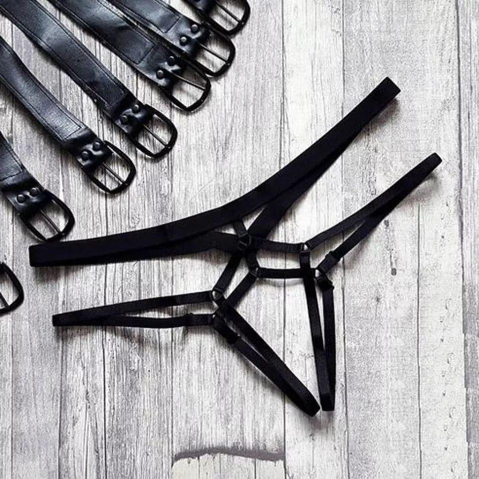 Еротичні жіночі трусики-портупея для рольових ігор (Розмір S/M,L/XL), Чорні