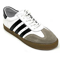 Жіночі замшеві кеди білі з сірими та чорними вставками на шнурівці Sergio Billini 2014 бч/виз розмір 36