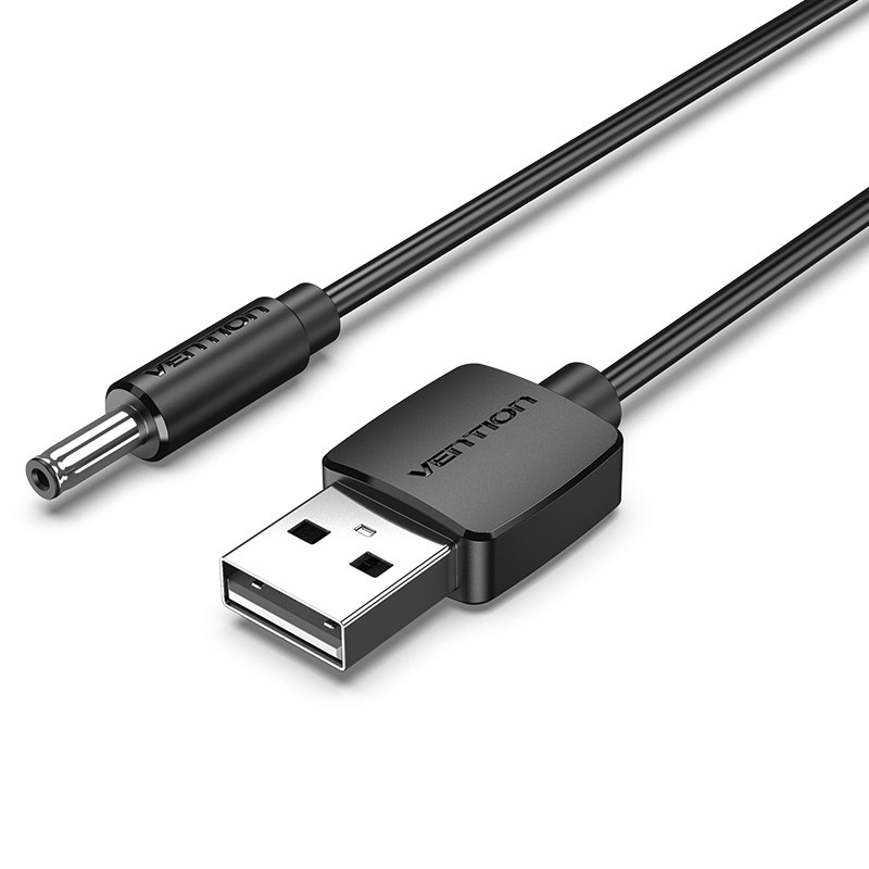 Кабель питания и зарядки USB для DC 3.5mm Vention Barrel Jack (DC 3.5*1.35 mm, 1m, 2A). Black, фото 1