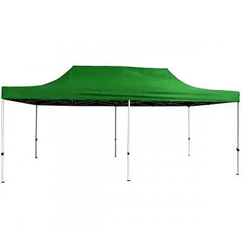 Розсувний шатер на білому каркасі для саду намет 3х6 м Зелений Тент для відпочинку на природі