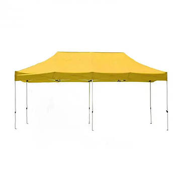 Розсувний шатер на білому каркасі для саду намет 3х6 м Жовтий Тент для відпочинку на природі