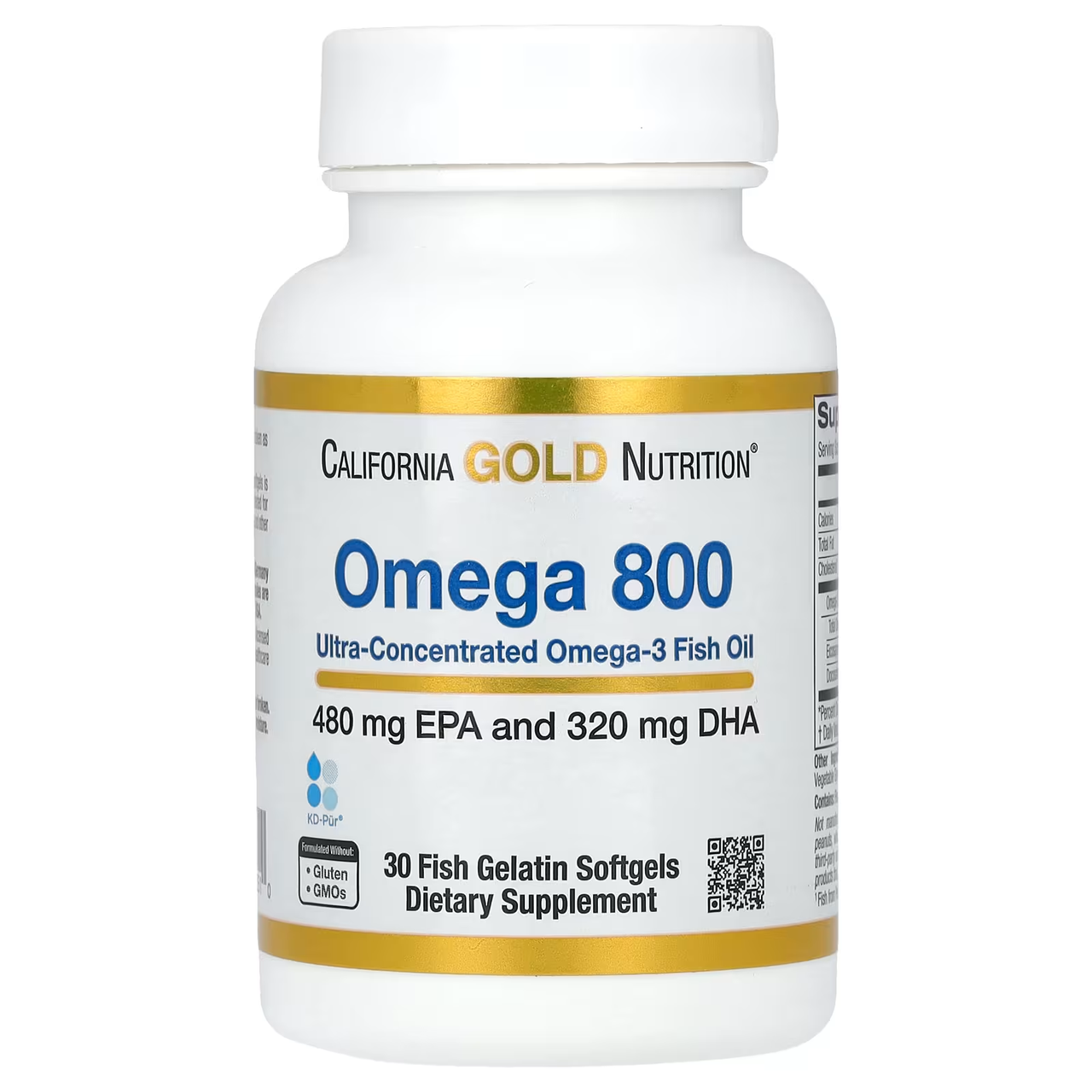 Омега 800, риб’ячий жир фармацевтичного класу, форма тригліцеридів KD-Pur, 1000 мг, 30 капсул із риб’ячого желатину