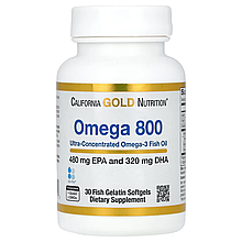 Омега 800, риб’ячий жир фармацевтичного класу, форма тригліцеридів KD-Pur, 1000 мг, 30 капсул із риб’ячого желатину