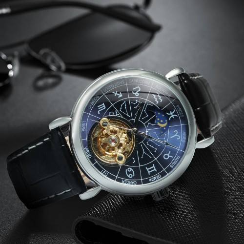 Чоловічий механічний наручний годинник Winner 8271 Silver-Blue з автопідзаводом.