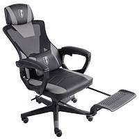 Геймерское кресло с подставкой для ног до 120кг черно-серое BS5713 Германия