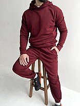 Спортивний костюм чоловічий бордовий худі та штани трьохнитка ATTEKS - 01311, фото 3