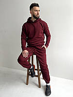 Спортивный костюм мужской бордовый худи и штаны трехнитка ATTEKS - 01311