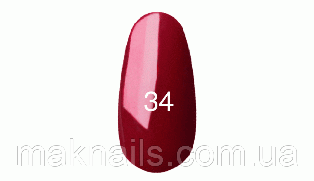 Гель-лак No34 (класичний бордовий, емаль) 7 мл.