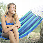 Підвісний гамак із планкою 80*200 см, з чехлом, Синій / Мексиканський гамак на дачу / Тканинний гамак туристичний, фото 6