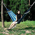 Підвісний гамак із планкою 80*200 см, з чехлом, Синій / Мексиканський гамак на дачу / Тканинний гамак туристичний, фото 7