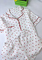Піжама муслінова Дитяча в сердечка Піжама для дівчинки