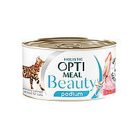 Влажный корм для кошек Optimeal Beauty Podium - 70гр с тунцем и кольцами кальмаров в соусе