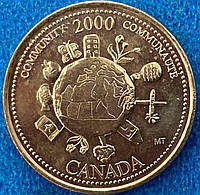 Монета Канады 25 центов 2000 г. Комьюнити