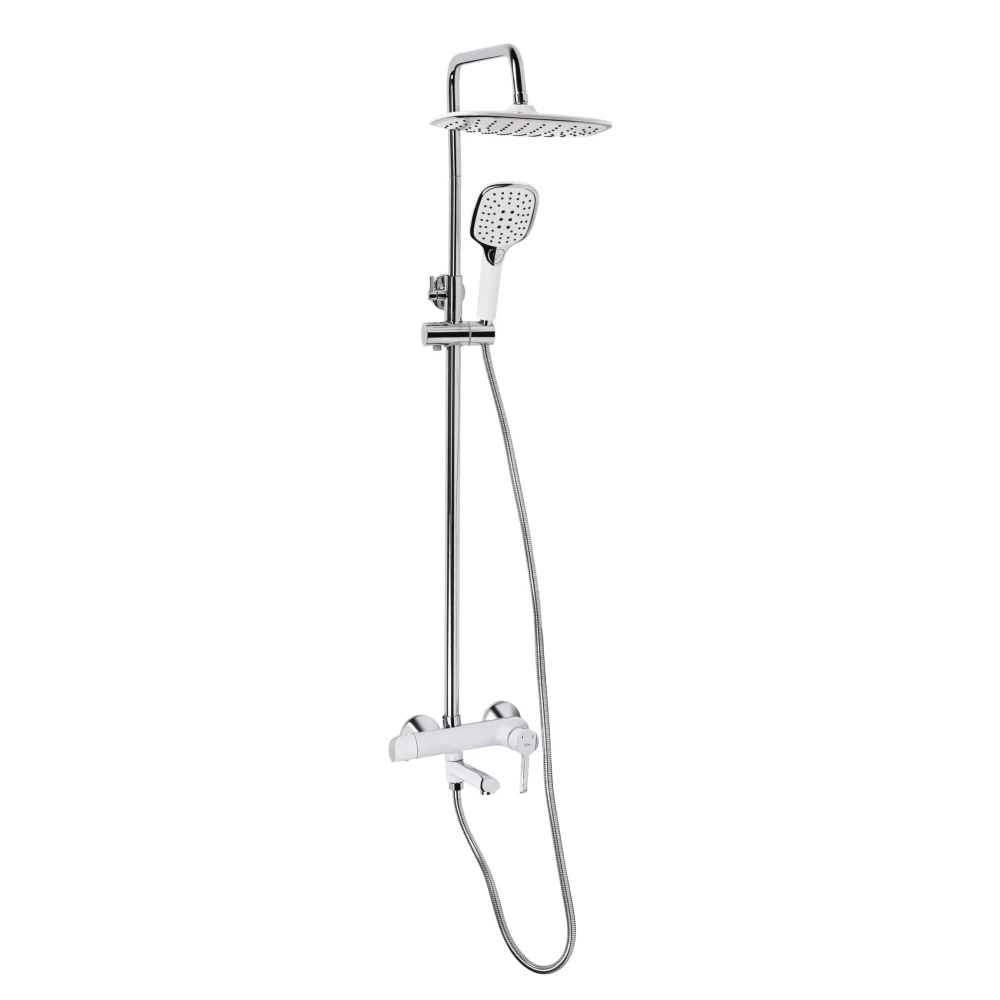 Душова система Qtap Grand універсальна на три споживачі (з виливом) QTGRAWCR1004 Chrome/White