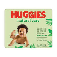 Детские влажные салфетки Huggies Natural Care с экстрактом алоэ и витамином Е, 4*56 шт
