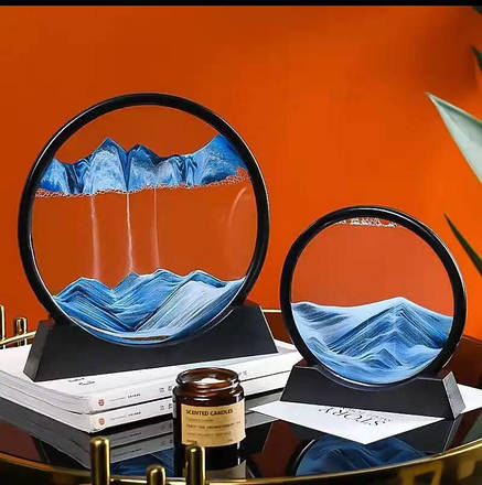 Настільна лампа картина "Пісчаний пейзаж", Настільна 3D картина 3D Sand Painting Синя, фото 1