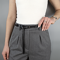 Ремінь жіночий вузький шкіряний з дірочками SF-1545 чорний (125 см)