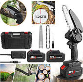 Потужна акумуляторна ланцюгова пила для дерева Lithium 48V ручна електропила 6 дюймів полотно, у кейсі