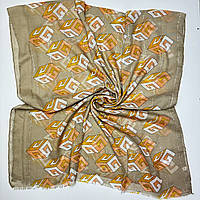 Хлопковый мягкий шарф палантин на весну. Турецкий женский палантин с абстрактным рисунком и пайетками Коричневый