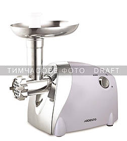 ARDESTO М'ясорубка, 2000 Вт, продук.-1.9кг/хв, 3 решітки + для ковб, кеббе, 3 терки, пластик, біло-сріблястий