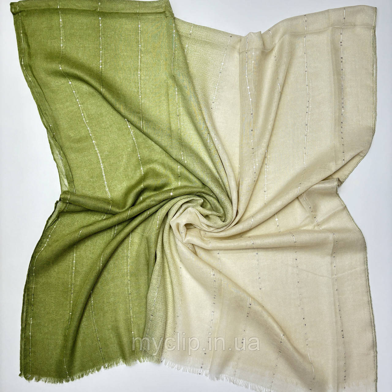 Жіночий однотонний палантин шарф з переходом кольору. Турецький м'який шарф з пайєтками із натуральної тканини