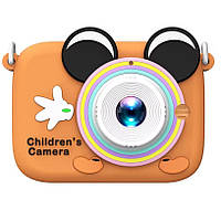 Детский фотоаппарат с фронтальной камерой, чехлом, поддержкой карты памяти D9 Mickey Оранжевый 44676