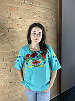 Вышитая блуза для девочки с цветочным орнаментом «Мак василька».