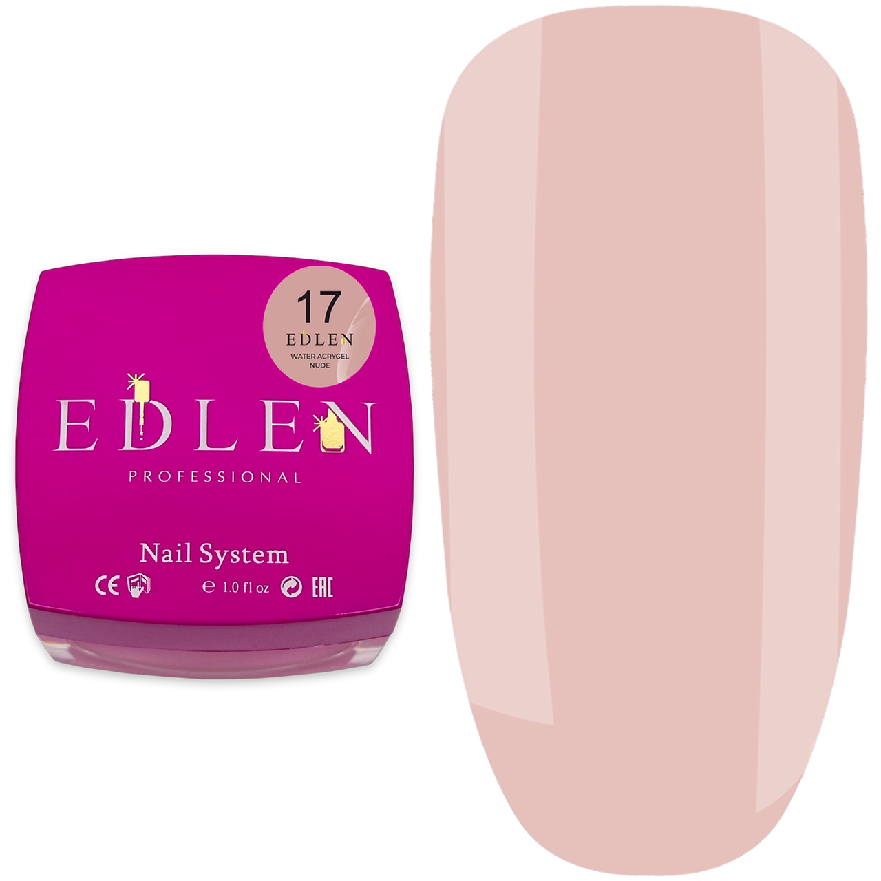 Рідкий акригель EDLEN Professional Water Acrygel Nude №17, 15 мл теплий беж