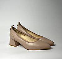Туфли лодочки женские кожаные бежевые на устойчивом каблуке удобные мягкие S1288-01-Y604A-9 Lady Marcia 3365