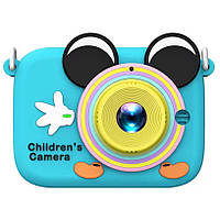 Дитячий фотоапарат з фронтальною камерою, силіконовим чохлом та підтримкою карти пам'яті D9 Mickey Блакитний 44676