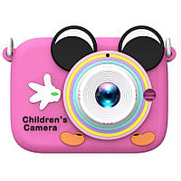 Детский фотоаппарат с фронтальной камерой, чехлом, поддержкой карты памяти D9 Mickey Малиновый 44676