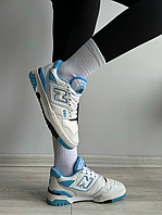 Женские кроссовки New Balance 550 White Blue Обувь Нью Беланс белые с голубым