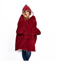 Sale! Плед Huggle с капюшоном Ultra Plush Blanket Hoodie Красный, хорошая цена