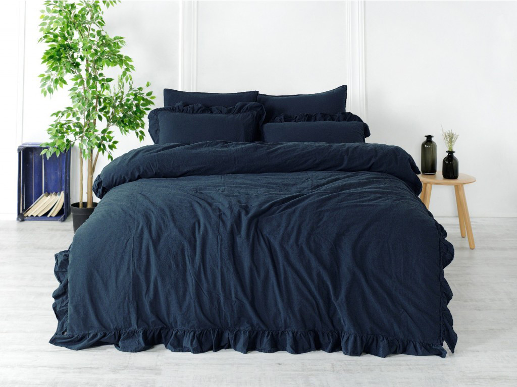 Постільна білизна Limasso Stonewashed Exclusive Ranforce 160 х 220 см семейный Dress Blue, фото 1