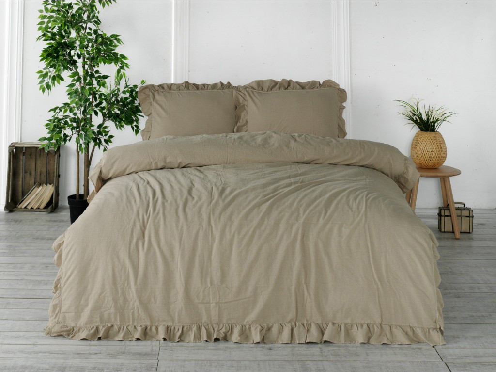 Постільна білизна Limasso Stonewashed Exclusive Ranforce 160 х 220 см семейный Oxford Tan, фото 1