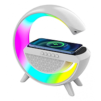 Sale! Портативна Bluetooth-колонка BT2301 Нічник і Бездротова зарядка 3 в 1 White