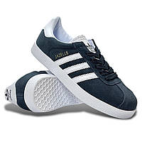 Підліткові кросівки Adidas Gazelle шкіряні (замш) темно-сині літні/весняні