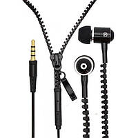 Sale! Наушники проводные на молнии Zipper Earphones черные | проводная гарнитура | наушники вкладыши! Покупай