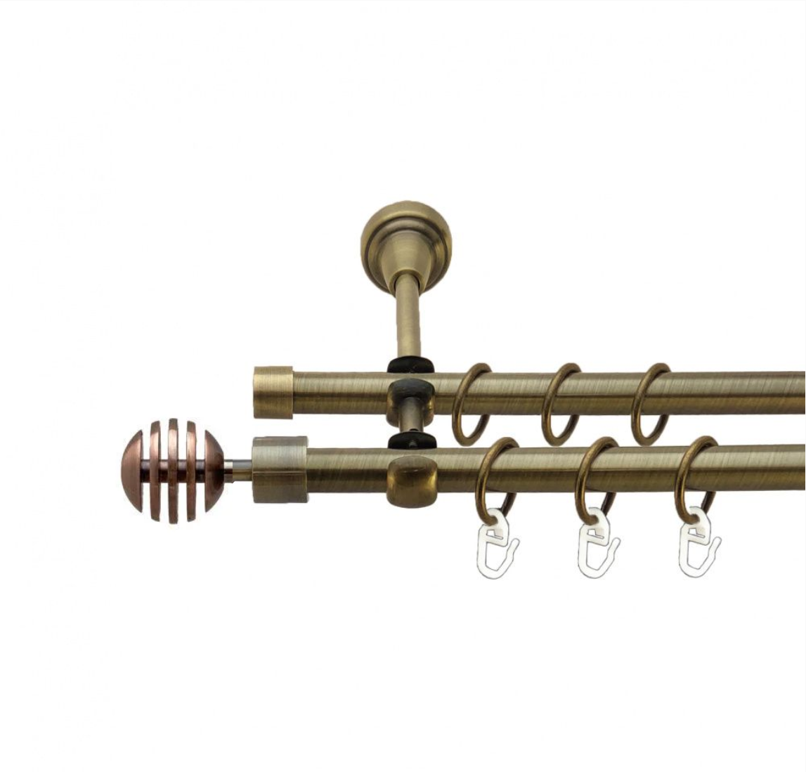 Карниз кованый для штор двойной антик Верона 16мм диаметр гладкая комплект, фото 1