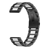 Ремінець металевий для годинника 20 мм Rolex 3 Bead design Black-silver, фото 2
