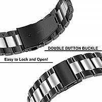 Ремінець металевий для годинника 20 мм Rolex 3 Bead design Black-silver, фото 5