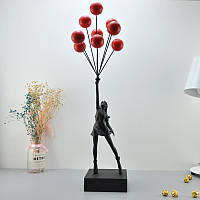 Статуетка "Бенксі" дівчинка з червоними кульками чорна (Banksy) 57x13 см