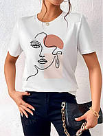 Трендовая женская футболка прямого кроя модный принт Sfkr1272