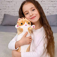 Мягкая плюшевая игрушка Длинный Кот Батон котейка-подушка 50 см. ET-509 Цвет: коричневый