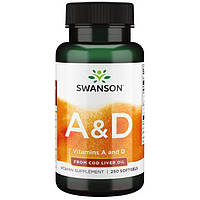 Витамины и минералы Swanson Vitamins A & D, 250 капсул DS