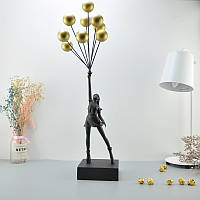 Статуетка "Бенксі" дівчинка із золотими кульками чорна (Banksy) 57x13 см