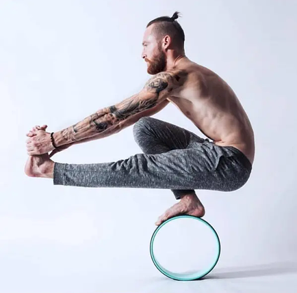 Колесо для йоги фітнесу і пілатесу массажное кольцо для спини і ніг Fit Wheel Yoga - масажне блакитне, фото 1