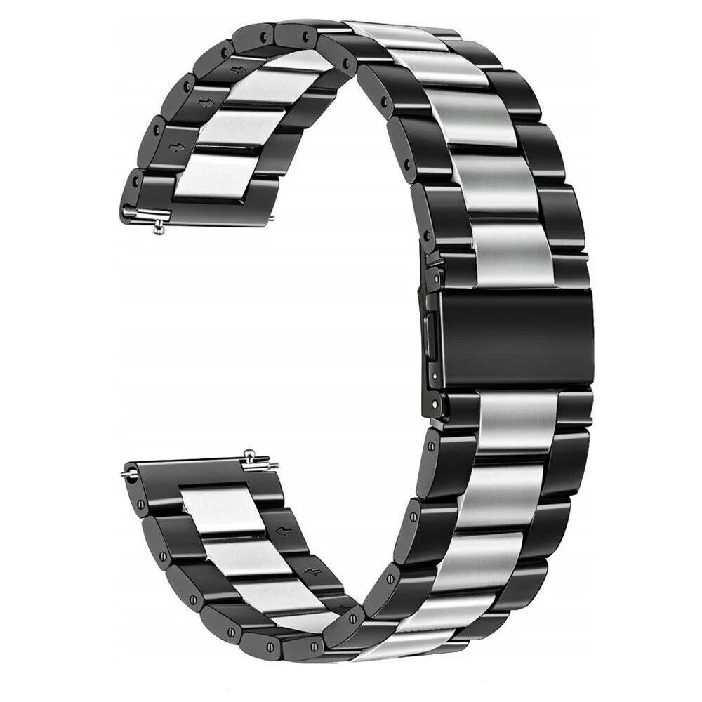 Ремінець металевий для годинника 22 мм Rolex 3 Bead design Black-silver