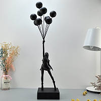 Статуетка "Бенксі" дівчинка з кульками чорна (Banksy) 57x13 см