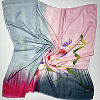 Мягкий весенний женский шарф палантин с нежным цветочным рисунком. Натуральный турецкий хлопковый шарф
